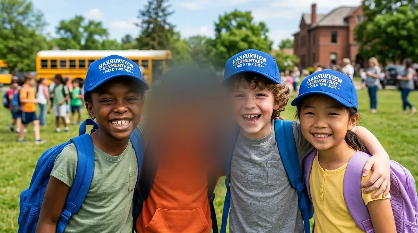 A safeguarded school photograph with protected pupils’ faces blurred