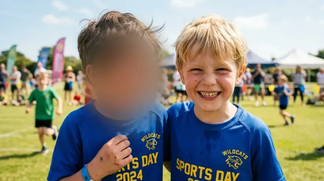 Sports Day Photo Gallery, safeguarded copy with protected pupils blurred